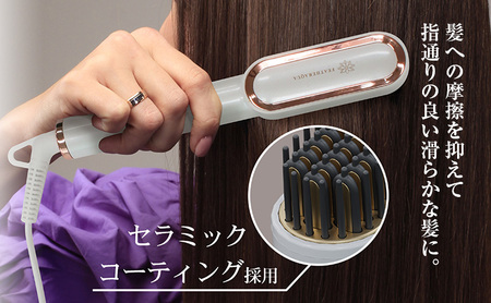 ヒートブラシ ヘアアイロン マイナスイオン 黒 ヒートブラシ