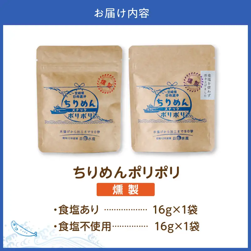 ちりめんポリポリ・食塩不使用ちりめんポリポリ（燻製） N0174-YA0498