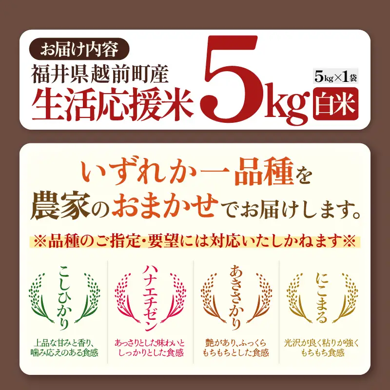 【先行予約】令和8年産  生活応援米 5kg【10月中旬以降】【白米】 [e81-a004_01]