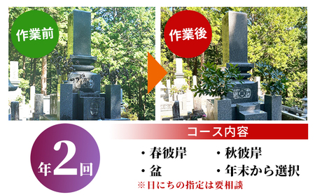 ＜遊子川地域限定 お墓掃除代行サービス（年2回）＞ 2基 墓所 墓石 お掃除 清掃 雑草取り ゴミ拾い 代理 代行 お手入れ お供え 供養 花立 線香台 水鉢 雑草取り お墓参り お手入れ 遊子川ゲストハウス コッコロん 愛媛県 西予市 SUG0005