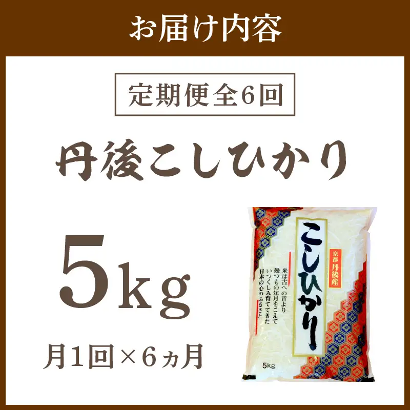 【定期便6回】令和8年産 丹後こしひかり 5kg×6ヵ月 1等米　お米 コメ こめ 丹後 コシヒカリ 精米 ふるさと 納税 コシヒカリ 精米 ふるさと 納税 こしひかり 精米 ふるさと 納税 米
