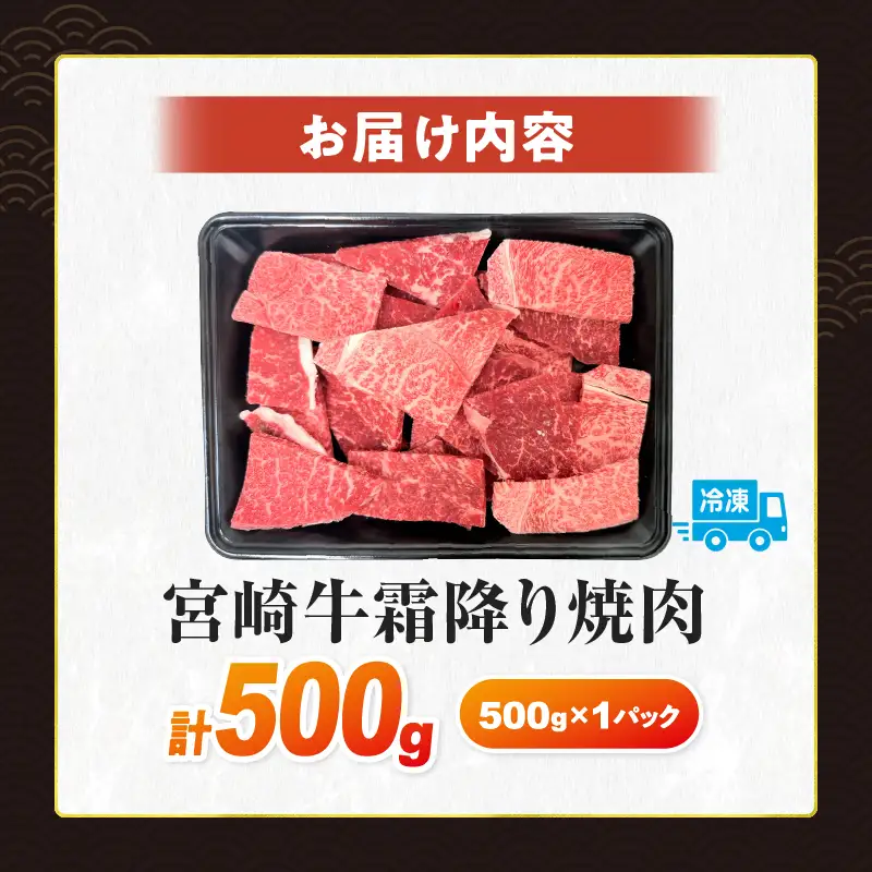 【令和8年10月配送】数量限定 宮崎牛 霜降り 焼肉 計500g_C160-25-10