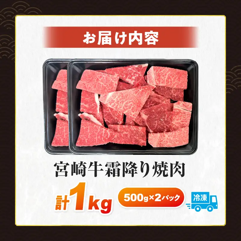 【令和8年10月配送】数量限定 宮崎牛 霜降り 焼肉 計1kg _DA52-25-10