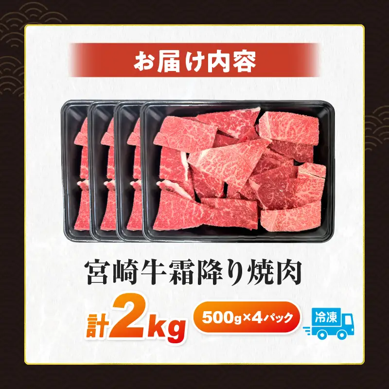 【令和8年10月配送】数量限定 宮崎牛 霜降り 焼肉 計2kg_FG12-25-10