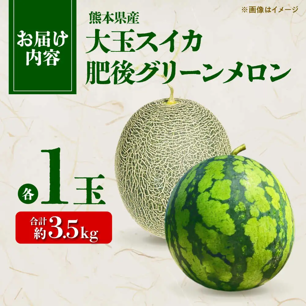 【先行予約】 小玉スイカ＆肥後グリーンメロンの食べ比べ 各1玉（計2玉 約3.5kg） すいか 小玉 メロン グリーンメロン 熊本 フルーツ 野菜 果物 【日本フルーツ株式会社】[ZFJ040]