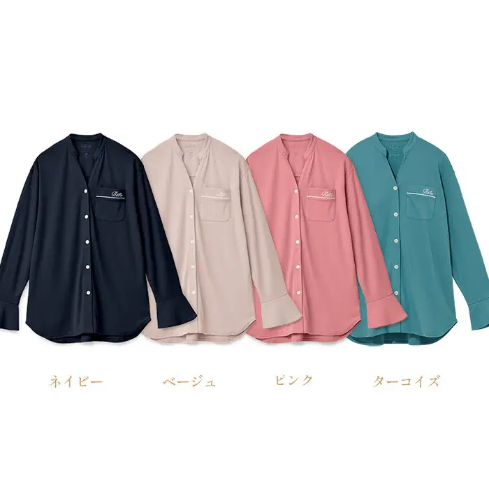 【ネイビー Lサイズ】リファ バイタルテック モイストスムース スタンドカラースリープウェア/WOMEN