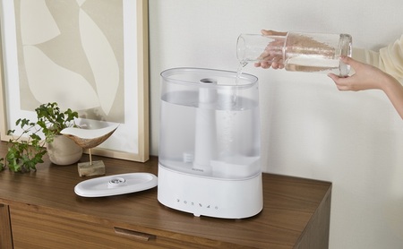 上給水超音波ハイブリッド加湿器 AHM-HUT55A-W ホワイト 加湿器 アイリスオーヤマ ハイブリット加湿器 卓上 おしゃれ 6L ハイブリット式 オフィス 寝室 上から給水 上部給水 タンク付き デジタル表示 おやすみモード