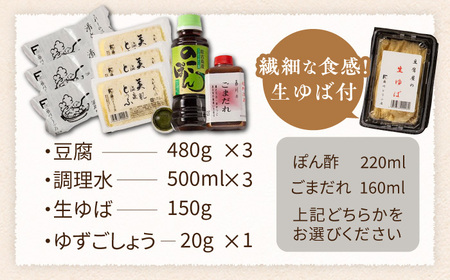 嬉野温泉湯どうふ3丁＋生ゆばセット藤川とうふ店 [NBT004]