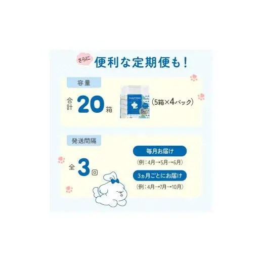 ティッシュ ソフトパック｜エルモアPIKO｜20箱×3回（3ヵ月ごと）定期便