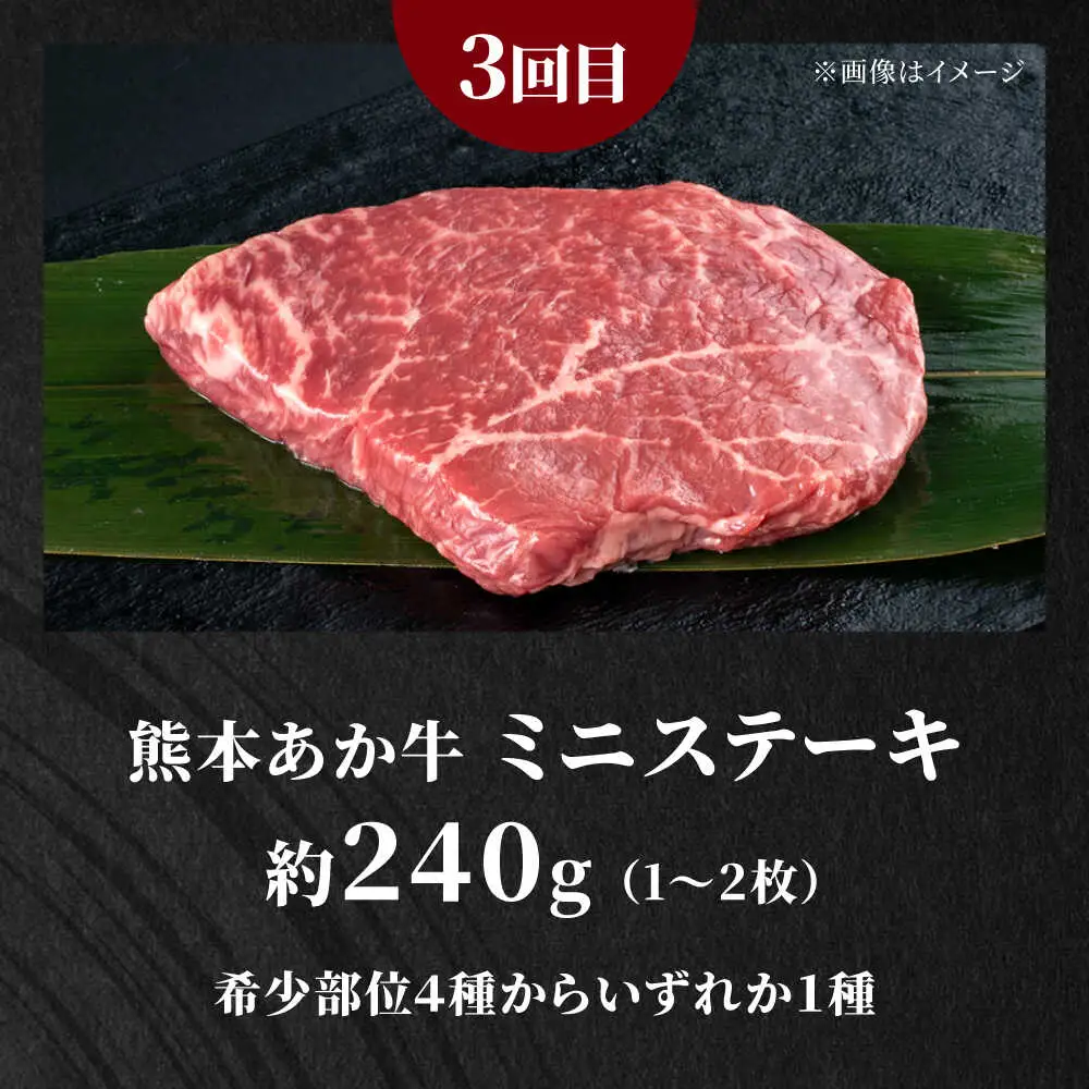 全3回 くまもとステーキ食べ比べ定期便 ステーキ黒毛和牛あか牛AYZZ004