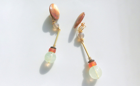Jupiter ピアス アクセサリー 天然石 1個 [Q]handmadejewely【ゴールド グリーン ブラウン オレンジ シンプル クール エレガント 可愛い ハンドメイド ジュエリー 手作り  職人 上品 華やか ドレス 結婚式 大人の雰囲気 ギフト プレゼント】