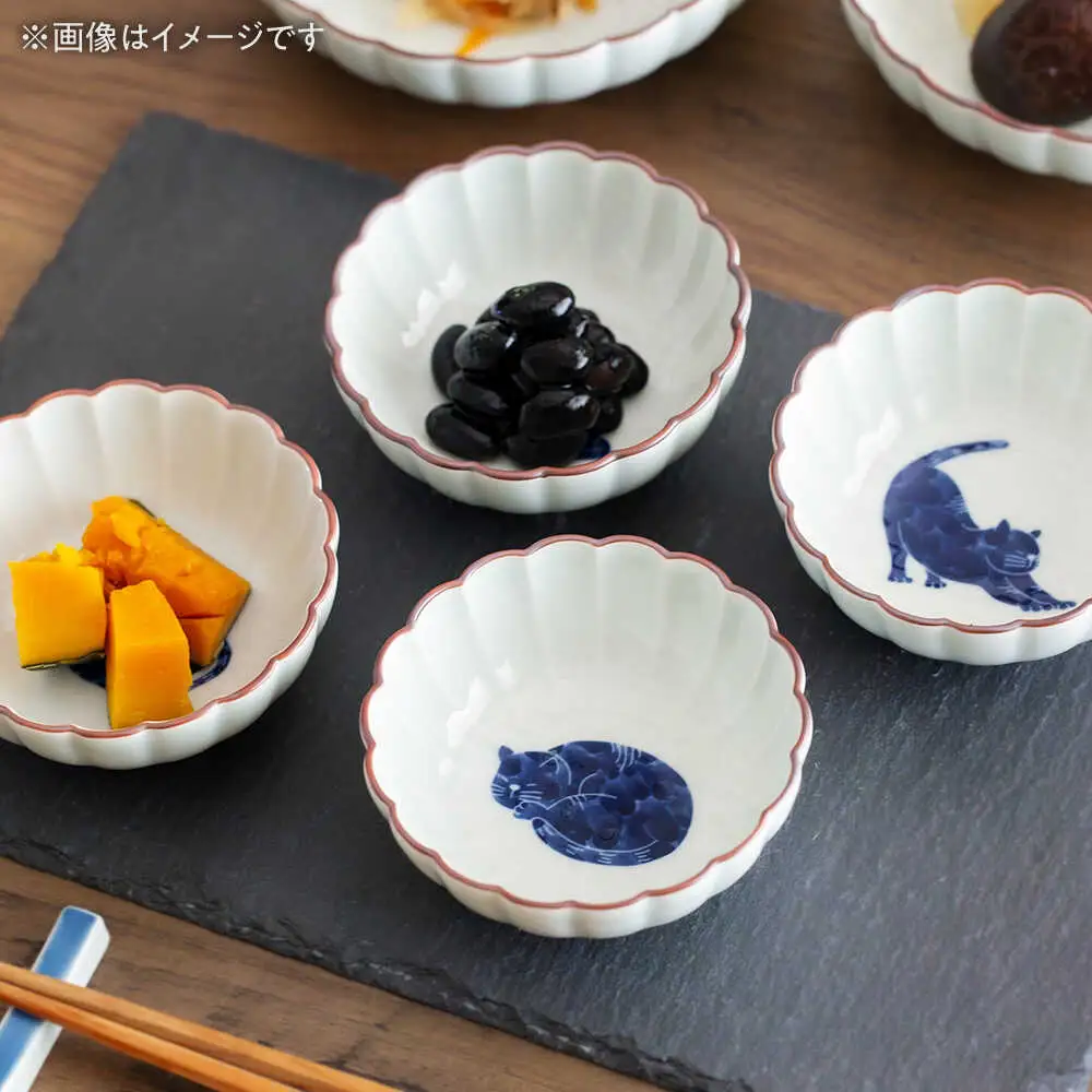 【波佐見焼】呉須猫 菊割小付・小鉢 8点セット【西海陶器】[OA508]