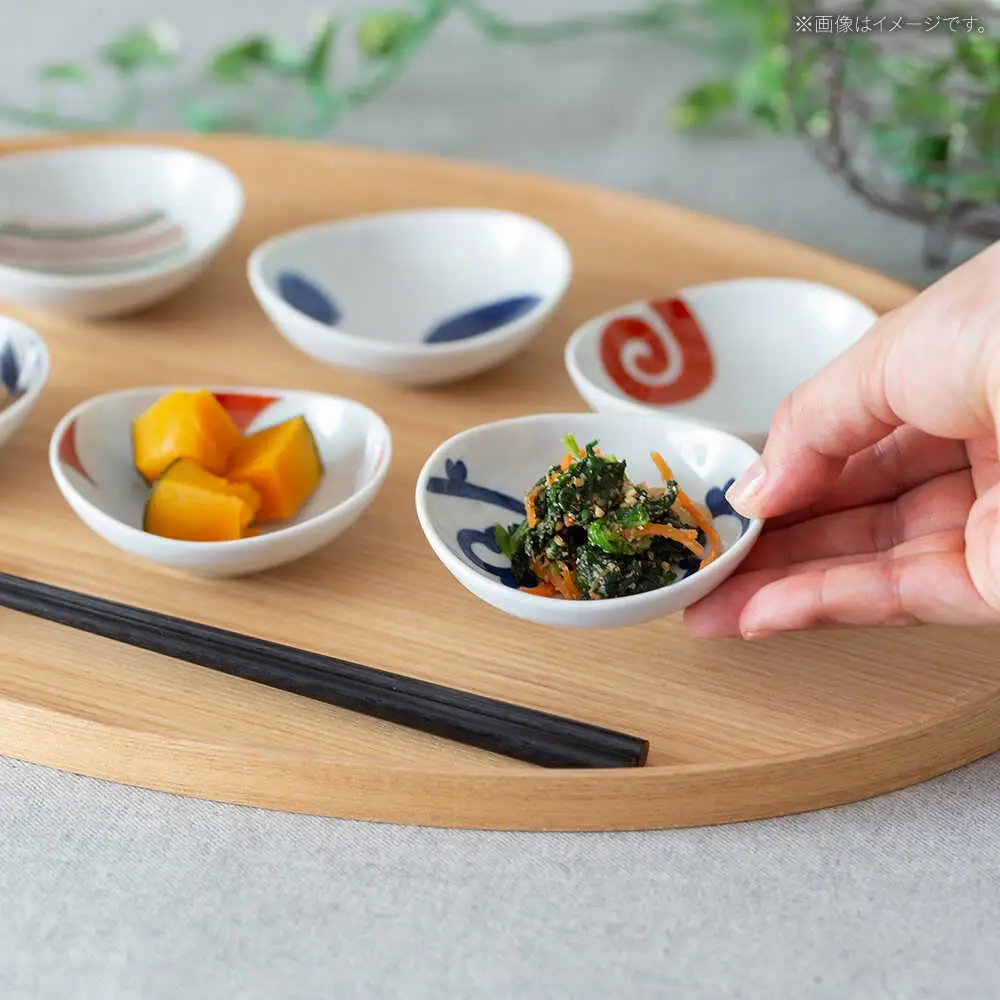 【波佐見焼】染錦絵変り 六客楕円珍味揃 食器 ギフト【西海陶器】[OA517]