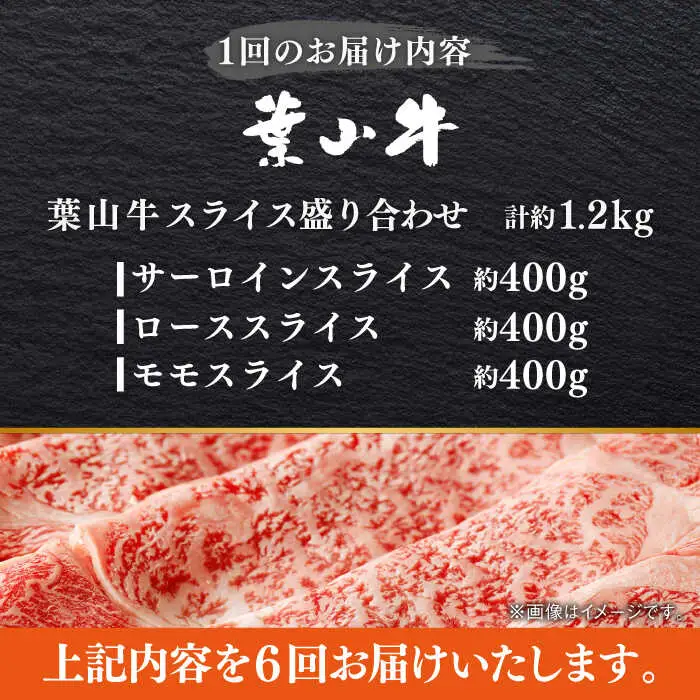 【全6回定期便】【葉山牛】1.2kg　スライス盛合せ ／ 牛肉 黒毛和牛 神奈川県 特産品【葉山牛ステーキレストラン 角車】[ASBD048]