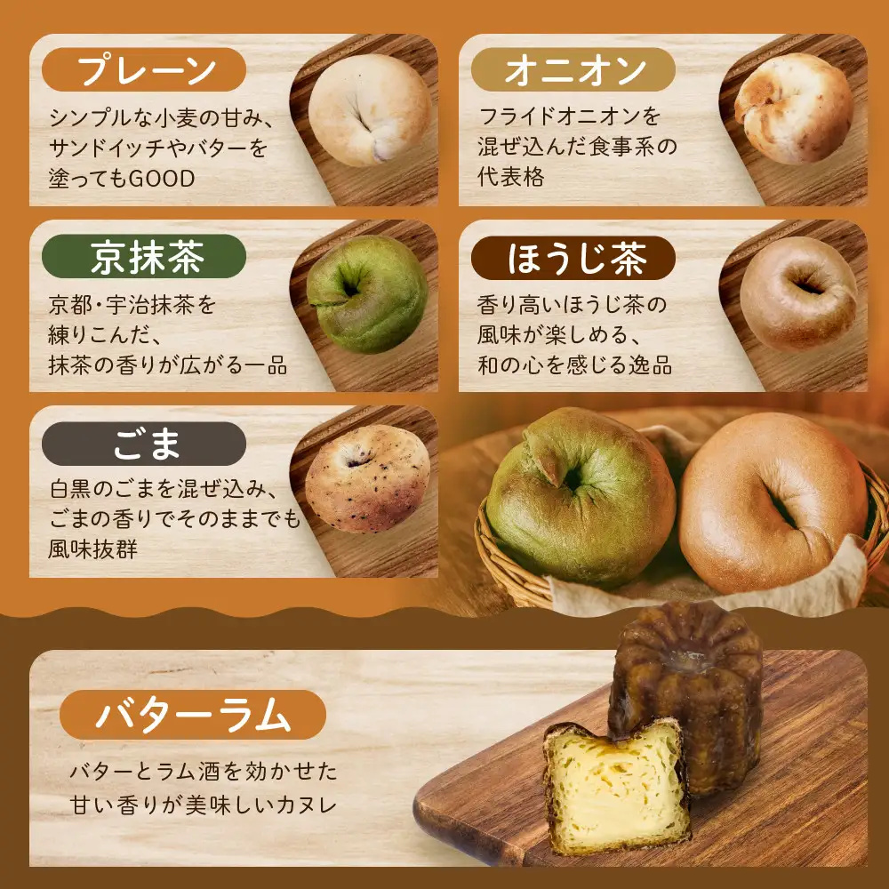 ベーグル お試し5種5個＋カヌレ5個(バターラム) パンパンパンパン CHABON