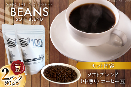 コーヒー豆 ソフトブレンド 中煎り 80g 2p