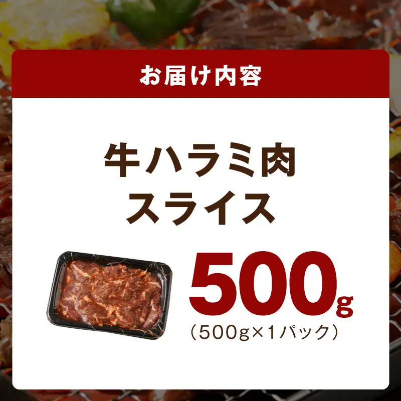 【お試し】牛ハラミ肉 500g 薄切り スライス 小分け 訳あり サイズ不揃い 秘伝の赤タレ漬け 焼肉 牛肉