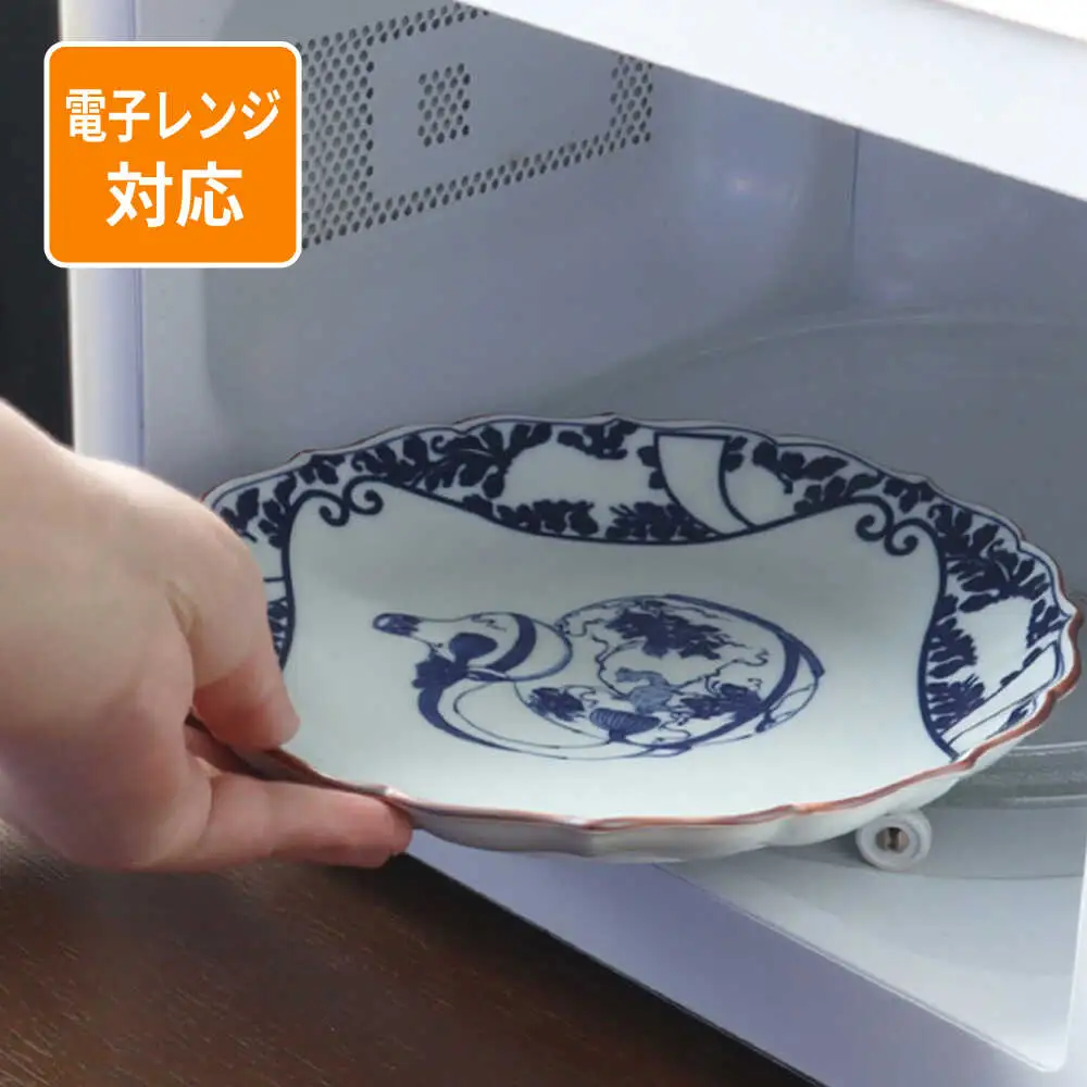 【波佐見焼】古伊万里文様 ひさご唐草 桔梗渕 7寸皿 1点【西日本陶器】[AC283]