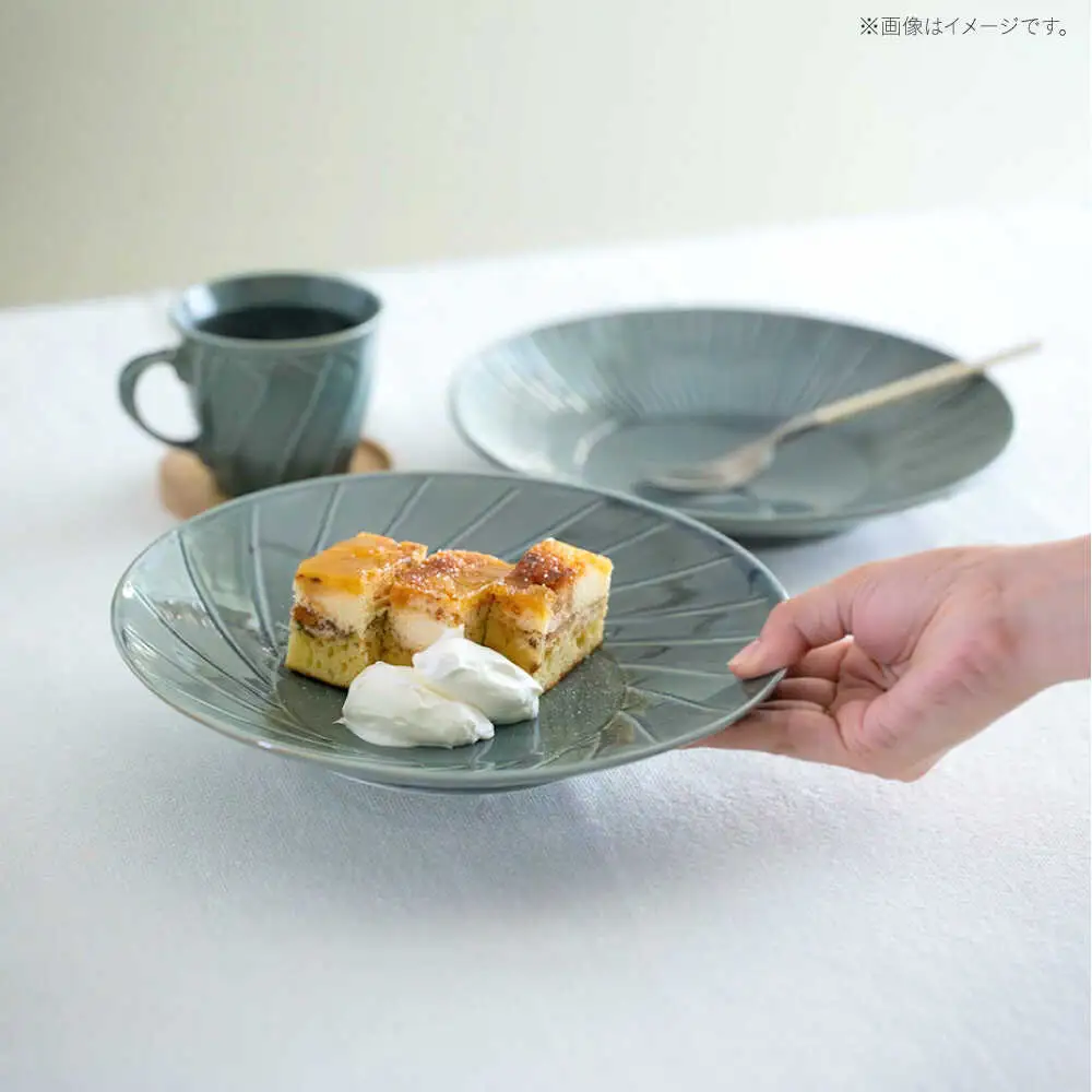 【波佐見焼】彫刻紋 藍墨 24cm皿 〈草林彫〉2点セット【西海陶器】[OA524]