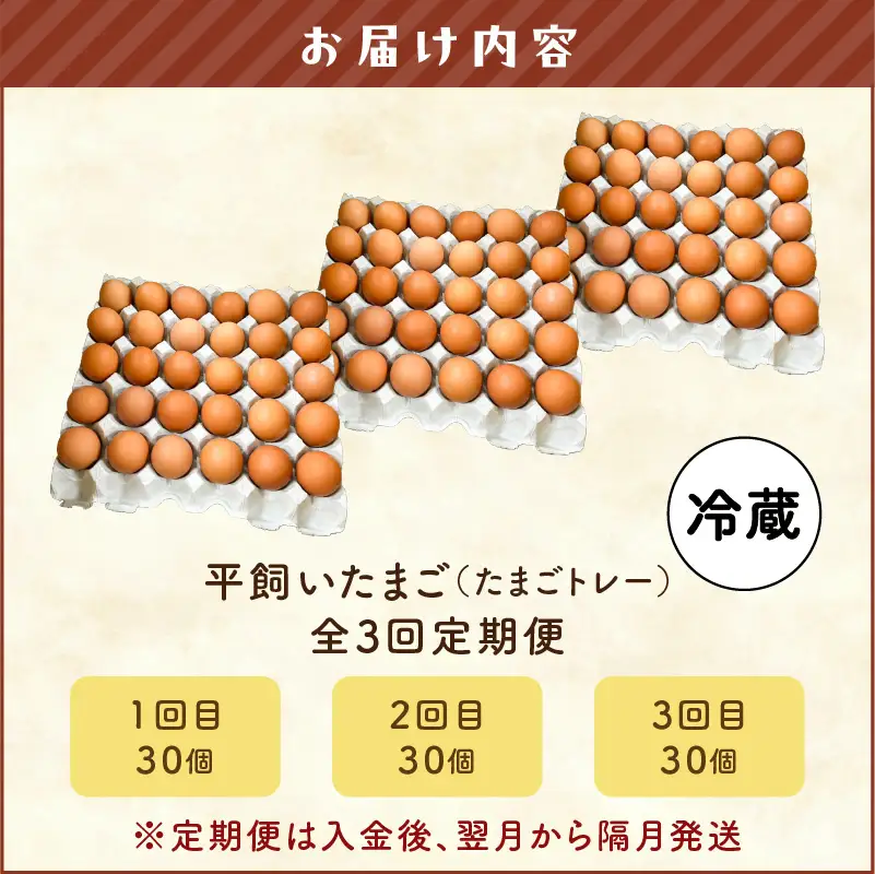 【 全3回 定期便 】 平飼い たまご （ たまごトレー ） T074-T01-02 卵