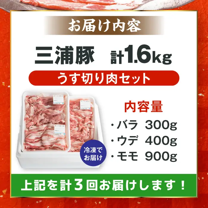 【3回定期便】 特盛三浦豚 1.6kg 豚肉セット / 恵那市 / あづま精肉店 [AUDL006]