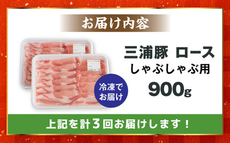【3回定期便】 三浦豚 豚肉 ロース900ｇ（しゃぶしゃぶ用） / 恵那市 / あづま精肉店 [AUDL015]