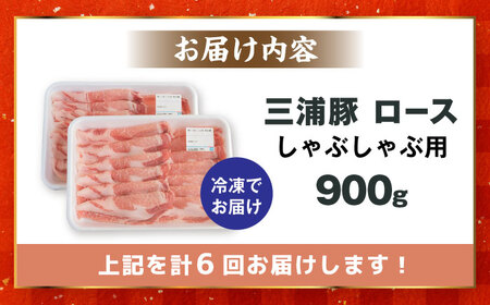 【6回定期便】 三浦豚 豚肉 ロース900ｇ（しゃぶしゃぶ用） / 恵那市 / あづま精肉店 [AUDL016]