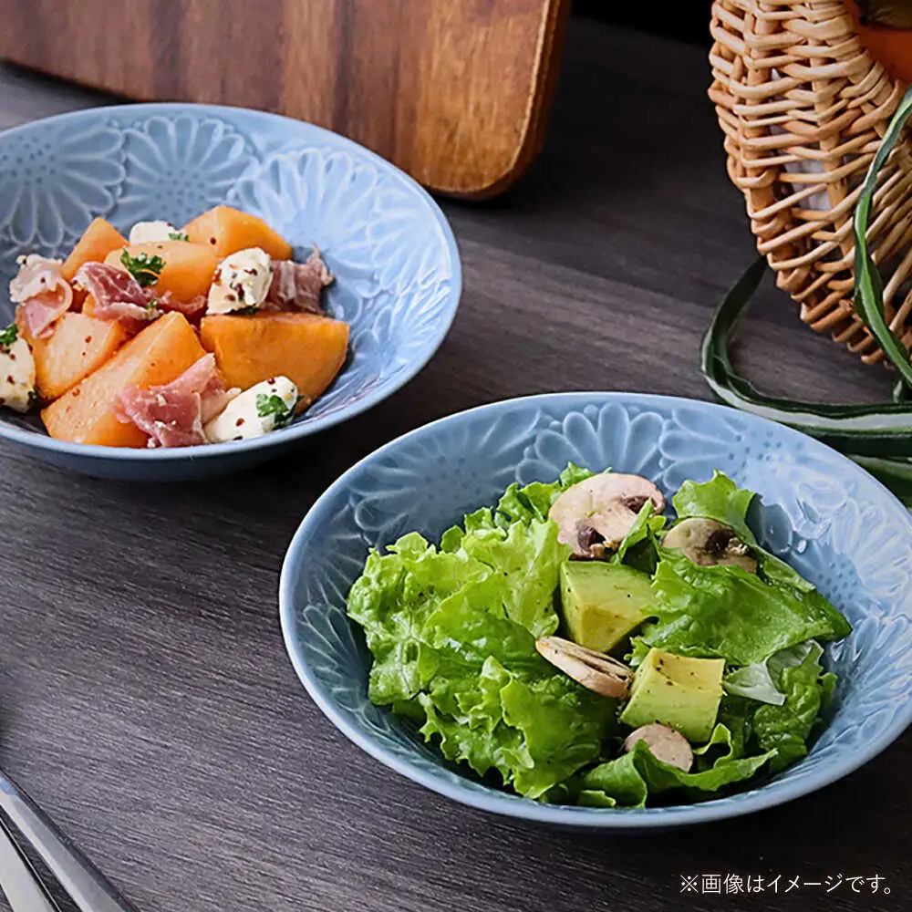 【波佐見焼】マリーゴールド　ボウルM ブルーグレー 2枚セット　食器 皿【翔芳窯】[FE464]