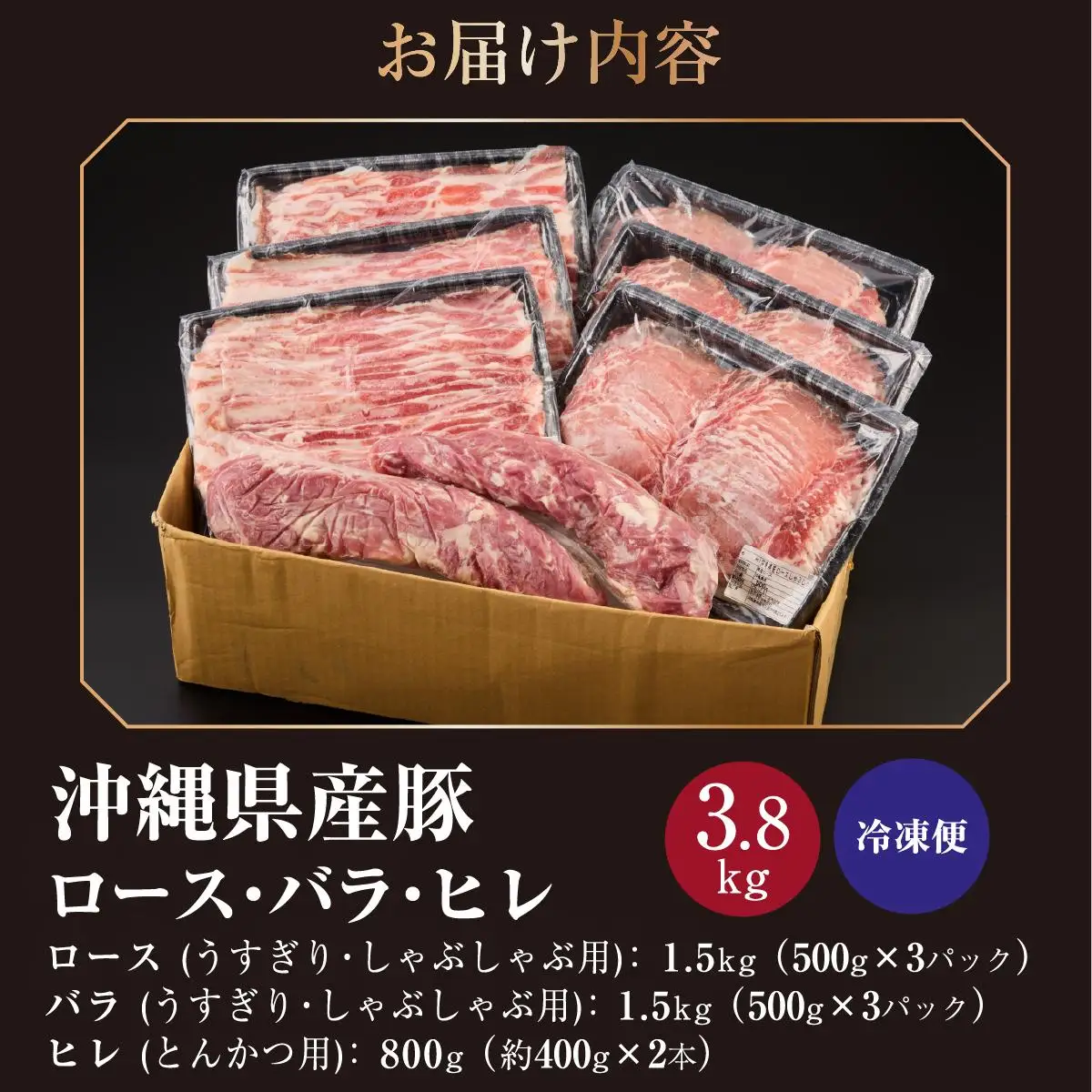 沖縄県産 豚ロース・バラ・ヒレ 3.8kg 