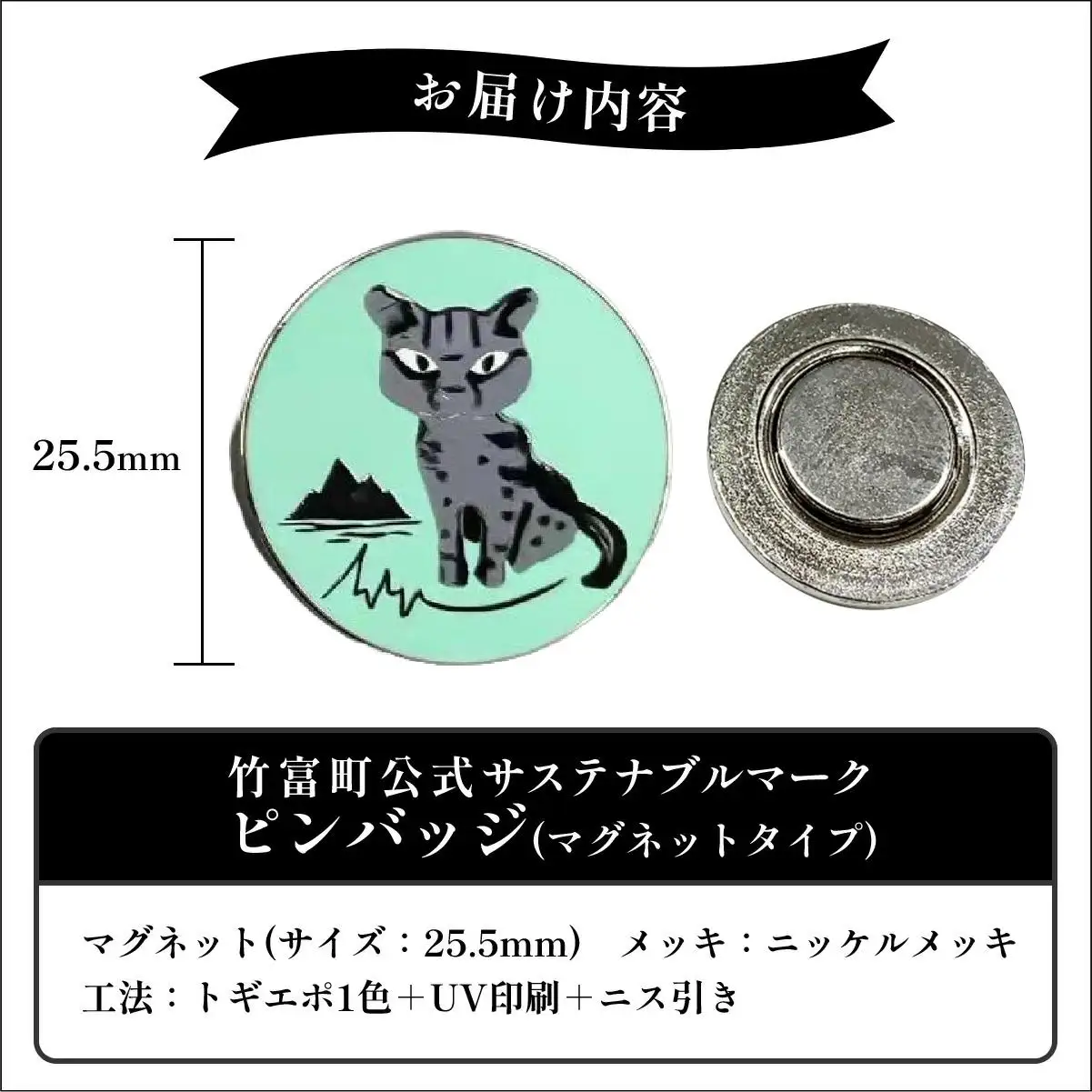 竹富町公式サステナブルマークピンバッジ【グリーン】（マグネットタイプ）