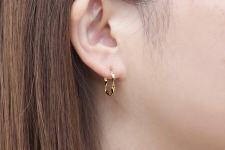 K18 ねじり地金フープピアス 05419【s】