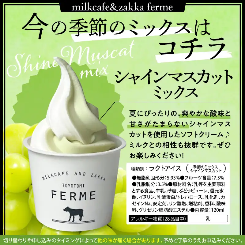 とよとみ牛乳ソフトクリーム【季節のミックス1種類 8個】ソフトクリーム