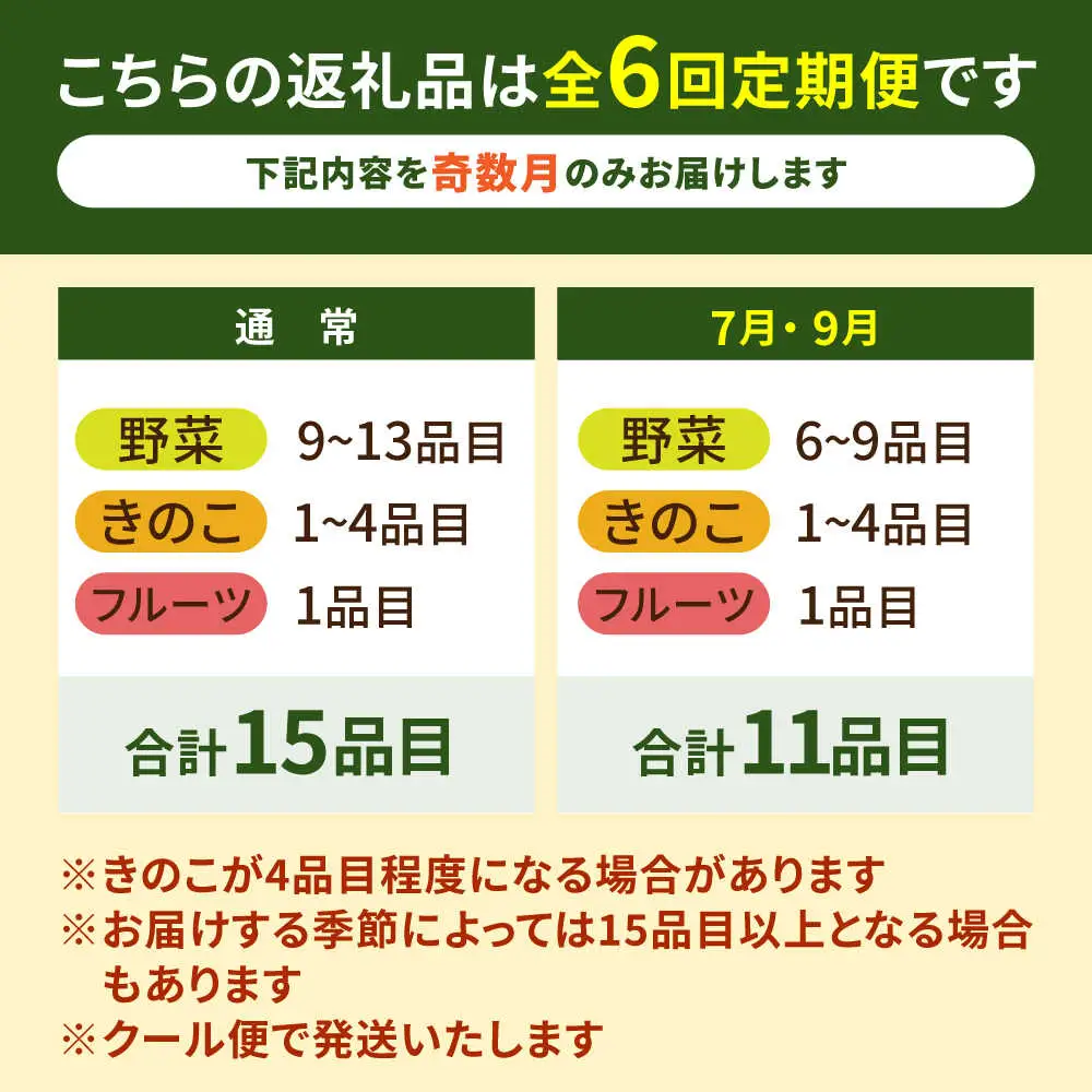 【6回定期便】【奇数月コース】野菜定期便 15品目以上 野菜 定期便[SCZ002]