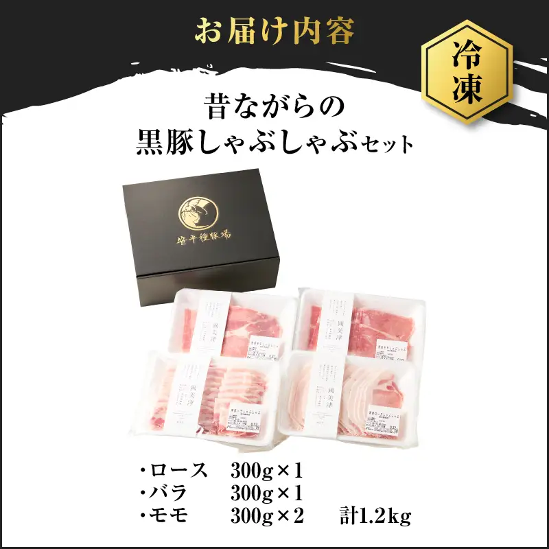 昔ながらの 黒豚 しゃぶしゃぶ セット 1.2kg＜ ロース 、バラ 、モモ ＞ K125-005 豚 豚肉
