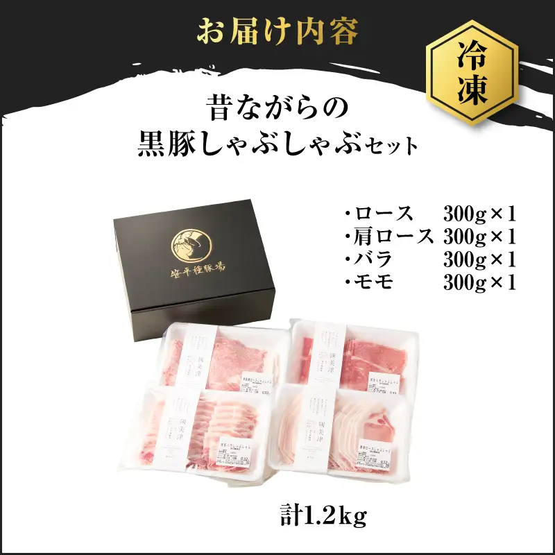 昔ながらの 黒豚 しゃぶしゃぶ セット 1.2kg＜ ロース 、肩ロース 、バラ 、モモ ＞ K125-006 豚 豚肉