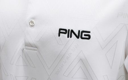 PING ストレッチダルブラ三角幾何学柄ジャカード 半袖ポロシャツ ゴルフウェア ピンGOLF 621-6260903【ホワイト/Lサイズ】｜石川県 小松市【テンポイント株式会社】