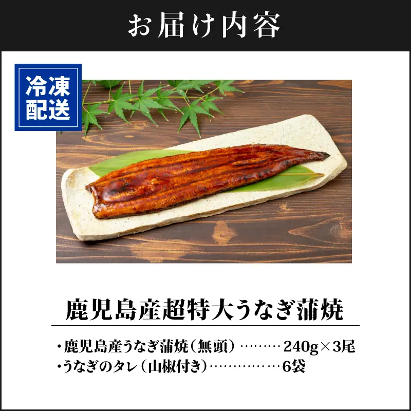  鹿児島産 超特大 うなぎ 蒲焼 240g×3尾 KN021-042-03 鰻 ウナギ 冷凍