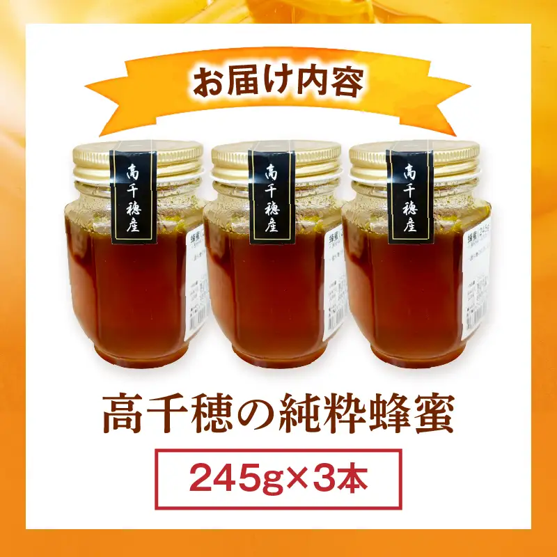 日本みつばち 高千穂の純粋蜂蜜 245g×3本|蜂蜜 はちみつ 日本みつばち 純粋蜂蜜 国産蜂蜜 天然蜂蜜 垂れ蜜 蜜蜂 希少 蜂蜜 濃厚 花 伝統製法 特産品 ふるさと納税 返礼品 宮崎県 高千穂町 | _Tk005-099-2453