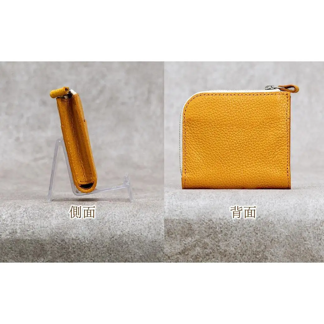 本革 L字ファスナー ミニ財布 日本製 レザー 革製品 コンパクト 小銭入れ Liete vivid イエロー