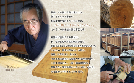榧の卓上将棋盤 3枚接1.1寸（駒台付）【熊須碁盤店】_A0114-1632