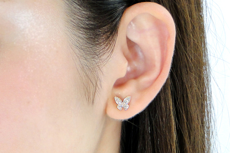 K10YG【0.16ct】バタフライ ダイヤモンド ピアス EmP0049-10Y SWCJ002