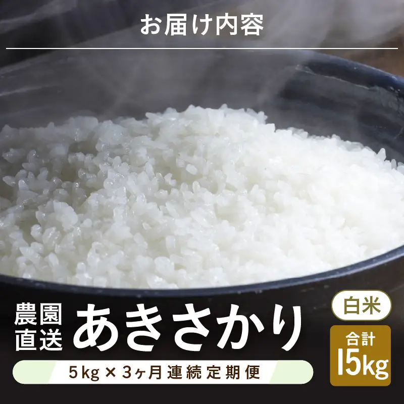 先行予約 令和8年産 新米 (白米) 定期便 3ヶ月連続お届け あきさかり 5kg × 3回 計15kg ブランド米 米 2026年10月上旬以降順次発送 [C-8967_01]