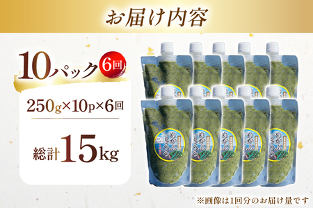 AJ660 めかぶ 有明海産 無添加めかぶとろろ 250g×10パック 定期便 6回 毎月 ◎