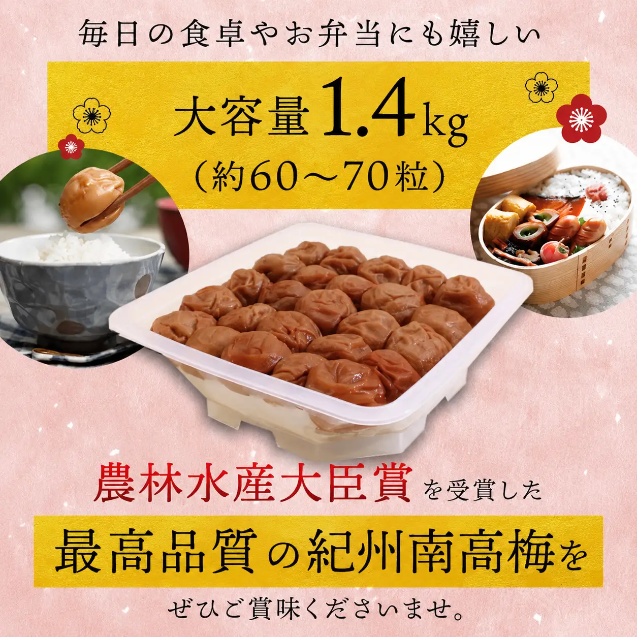 梅干し 紀州南高はちみつ梅干し 1.4kg 大粒 ご家庭用【inm100C