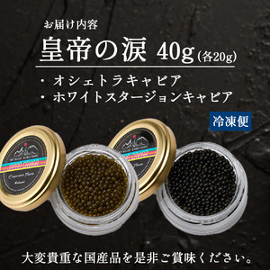 皇帝の涙2種食べ比べ（オシェトラ・ホワイトスタージョン）国産チョウザメキャビア
