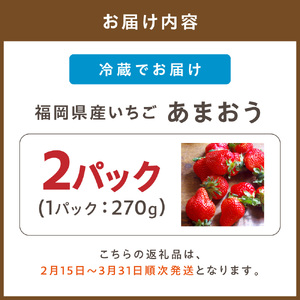 【先行予約受付中】【2027年2月15日～3月31日順次発送】福岡県産いちご「あまおう」270g×2パック【hurrah.】_HA1972