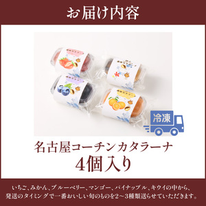 旬果の宝箱 名古屋コーチンカタラーナ 4個入 カタラーナ 名古屋コーチン 地赤卵  濃厚 後味さっぱり 旬の フルーツ のせ 生クリーム 南蛮窯 冷凍 デザート スイーツ おやつ お菓子 洋菓子 朝採れ卵使用 お取り寄せ お取り寄せスイーツ 愛知県 小牧市 送料無料 [115N13]