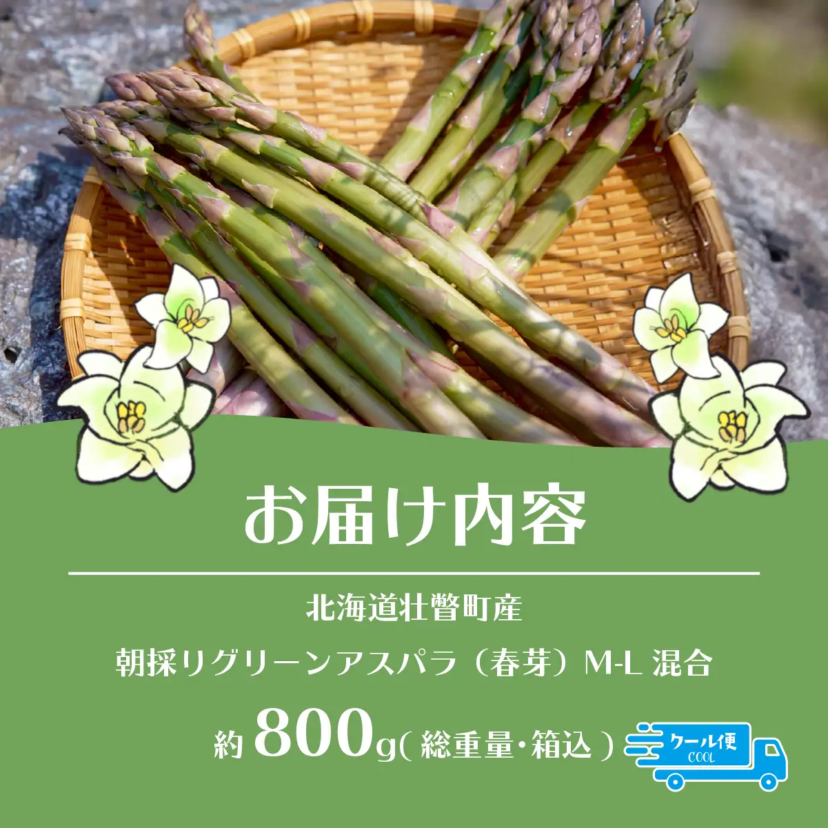 【先行予約】【2027年4月中旬頃より発送】朝採りグリーンアスパラ（春芽）M-L混合 約1kg 北海道壮瞥町産 SBTAJ032