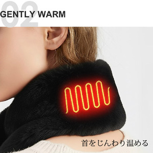 ヒートマフラー 電熱マフラー マイクロファイバー 洗濯可 ヒーター内蔵 LF-HM010 ブラック
