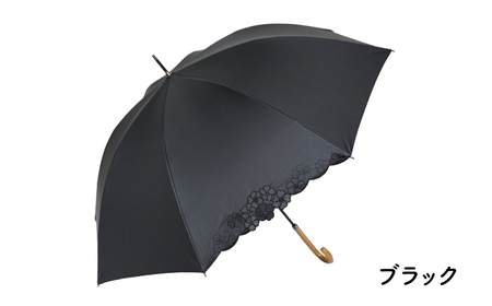 桜骨晴雨兼用傘 【デザイン：カットワーク刺繍 カラー：ブラック】 傘 雨傘 日傘 岐阜市 / 小木曽産業株式会社[ANJI002]